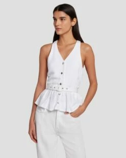 7 For All Mankind Denim Lustre Tailored Vest In Brilliant White 10 7 For All Mankind Denim Lustre Tailored Vest In Brilliant White -7 For All Mankind Sales 7U994786 BW0 3