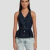 7 For All Mankind Denim Lustre Tailored Vest In Dark Rinse 1 7 For All Mankind Denim Lustre Tailored Vest In Dark Rinse -7 For All Mankind Sales 7U994786 DR3 1