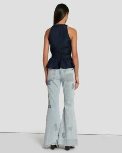 7 For All Mankind Denim Lustre Tailored Vest In Dark Rinse -7 For All Mankind Sales 7U994786 DR3 4
