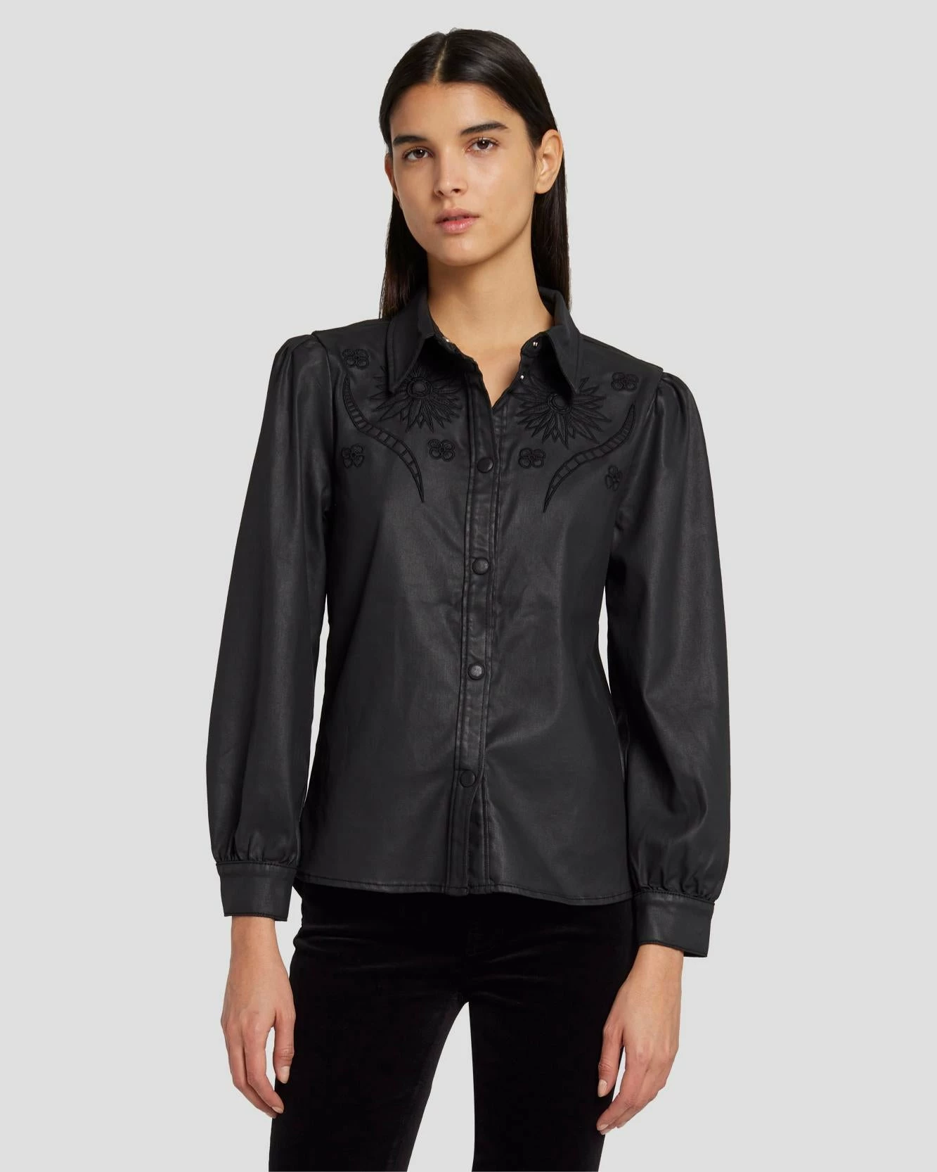 7 For All Mankind Coated Western Shirt In Rabbit Hole 3 7 For All Mankind Coated Western Shirt In Rabbit Hole