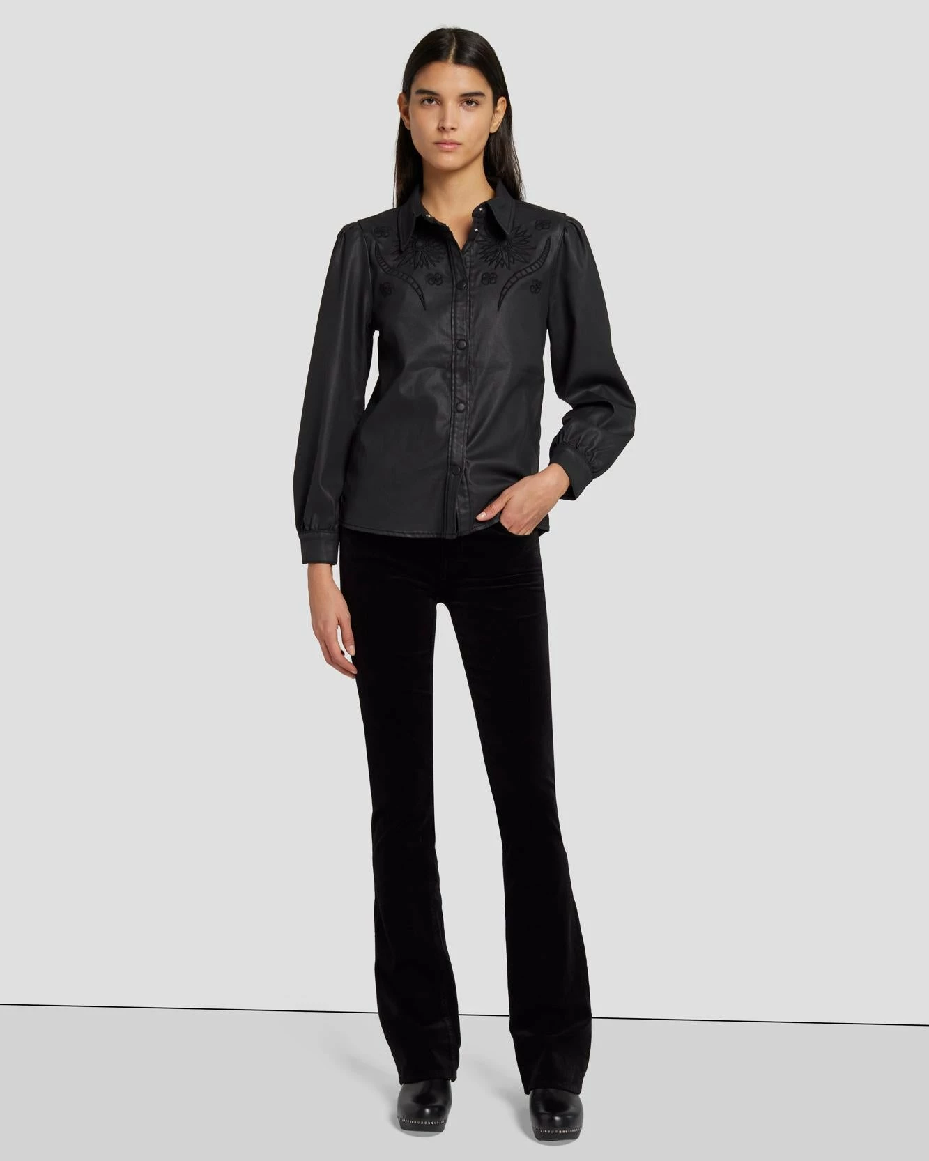 7 For All Mankind Coated Western Shirt In Rabbit Hole 8 7 For All Mankind Coated Western Shirt In Rabbit Hole - Image 6