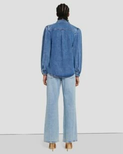 7 For All Mankind Denim Lustre Puff Sleeve Shirt In Daylily 11 7 For All Mankind Denim Lustre Puff Sleeve Shirt In Daylily -7 For All Mankind Sales 7U997C86 DLY 4