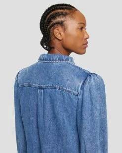 7 For All Mankind Denim Lustre Puff Sleeve Shirt In Daylily 12 7 For All Mankind Denim Lustre Puff Sleeve Shirt In Daylily -7 For All Mankind Sales 7U997C86 DLY 5