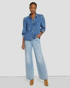 7 For All Mankind Denim Lustre Puff Sleeve Shirt In Daylily 13 7 For All Mankind Denim Lustre Puff Sleeve Shirt In Daylily -7 For All Mankind Sales 7U997C86 DLY 6
