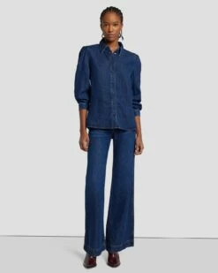 7 For All Mankind Denim Lustre Puff Sleeve Shirt In Poppy 11 7 For All Mankind Denim Lustre Puff Sleeve Shirt In Poppy -7 For All Mankind Sales 7U997C86 PPY 2