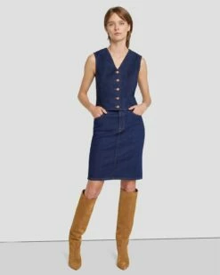 7 For All Mankind Tailored Denim Vest In Magnolia -7 For All Mankind Sales 7U998767 MAG 6