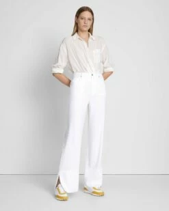 7 For All Mankind Denim Lustre Trouser In Brilliant White