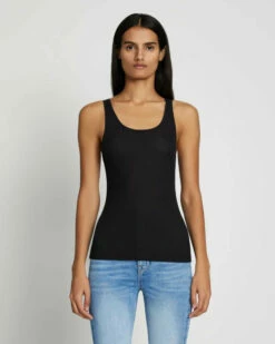 7 For All Mankind Basic Scoop Tank In Jet Set