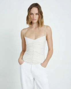 7 For All Mankind Ruched Cami In White