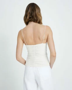 7 For All Mankind Ruched Cami In White -7 For All Mankind Sales 7n322d43 wht 4