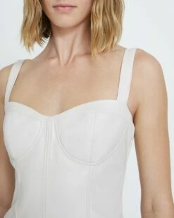 7 For All Mankind Faux Leather Bustier In Antique White -7 For All Mankind Sales 7n555c33 anw 3