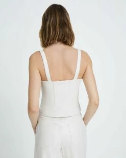 7 For All Mankind Faux Leather Bustier In Antique White -7 For All Mankind Sales 7n555c33 anw 4