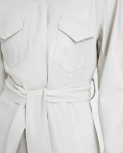 7 For All Mankind Faux Leather Belted Safari Jacket In Antique White -7 For All Mankind Sales 7n938c33 anw 3