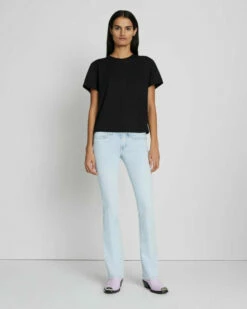 7 For All Mankind Scoop Neck Tee In Black