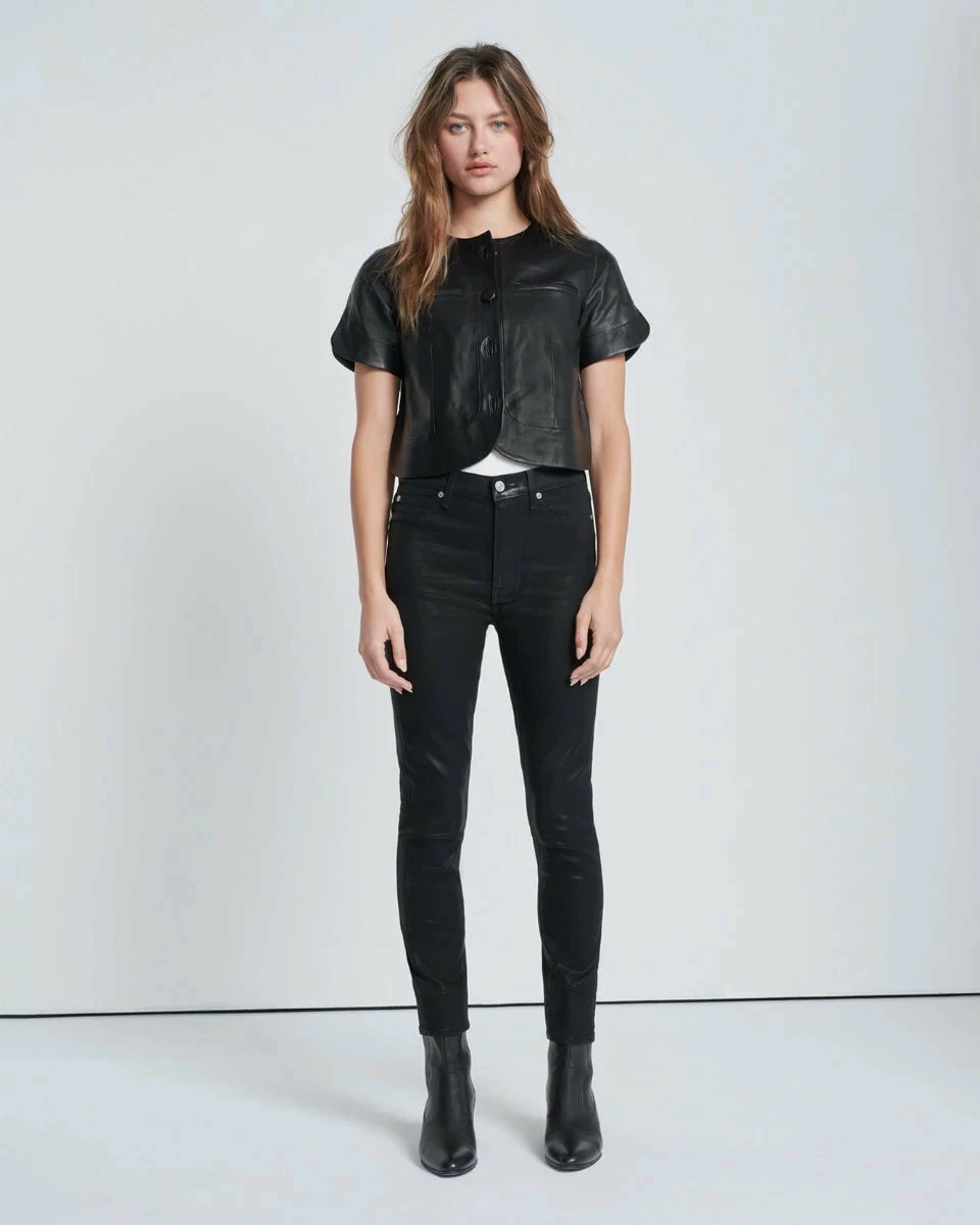 7 For All Mankind B(air) High Waist Ankle Skinny In Coated Black 9 7 For All Mankind B(air) High Waist Ankle Skinny In Coated Black - Image 7