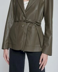 7 For All Mankind Faux Leather Tie Blazer In Deep Lichen -7 For All Mankind Sales 8b357784429f3143c75d903ba705b51d