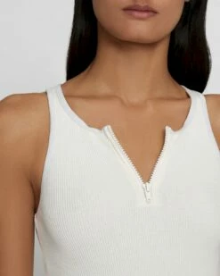 7 For All Mankind Quarter Zip Ribbed Tank In Antique White -7 For All Mankind Sales 8e2fa9e888bcc18038ff2223214e3d3e