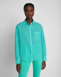 7 For All Mankind Classic Button Up Shirt In Atlantis