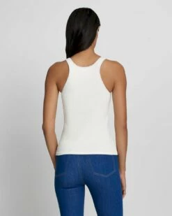 7 For All Mankind Quarter Zip Ribbed Tank In Antique White -7 For All Mankind Sales b09a9a72722651dc054f9654f4e71255