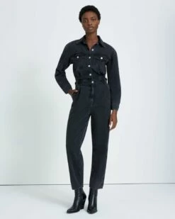 7 For All Mankind Balloon Sleeve Jumpsuit In Night Iris