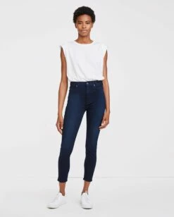 7 For All Mankind Slim Illusion High Waist Ankle Skinny In Twilight Blue