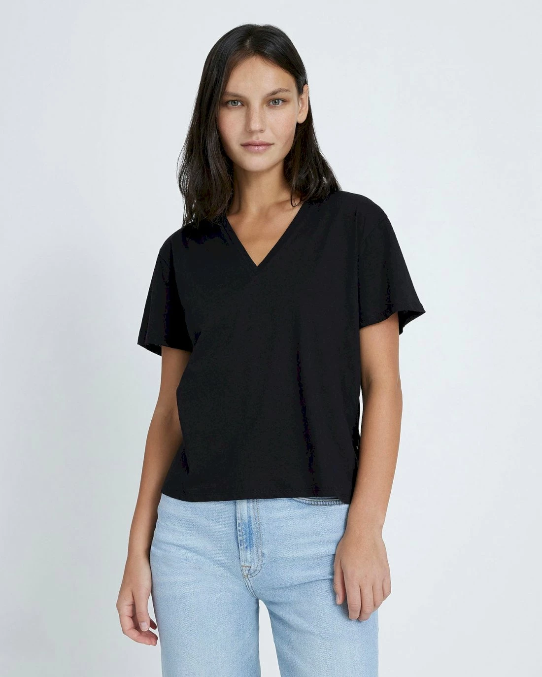7 For All Mankind V-Neck Tee In Black 3 7 For All Mankind V-Neck Tee In Black