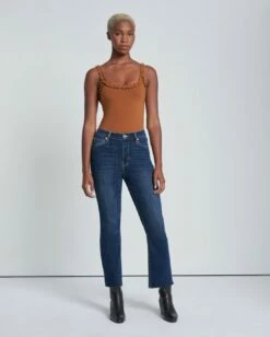 7 For All Mankind Broken Twill High Waist Slim Kick In Mad Hatter