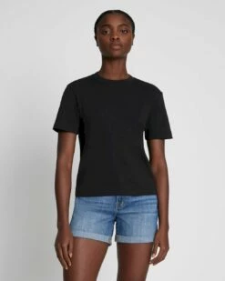 7 For All Mankind Everyday Crew Neck Tee In Black