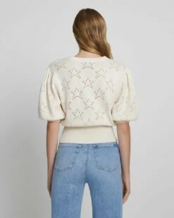 7 For All Mankind Puff Sleeve Pointelle Sweater In Antique White Star -7 For All Mankind Sales d8780b1c1a8a16ca6e4eed16e0273ebb