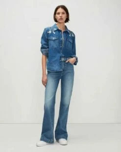 7 For All Mankind Beauty Denim Ultra High Rise Dojo In Fig Leaf