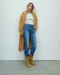 7 For All Mankind Shearling Belted Coat In Light Camel